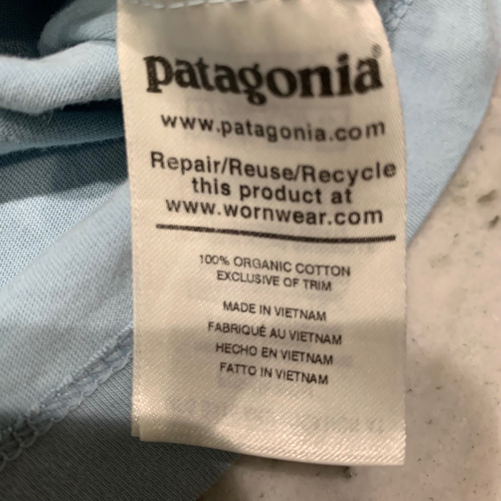 Patagonia Polo Shirt Fish Logo Short Sleeve Casual Top XL Men's Blue - Picture 4 of 10